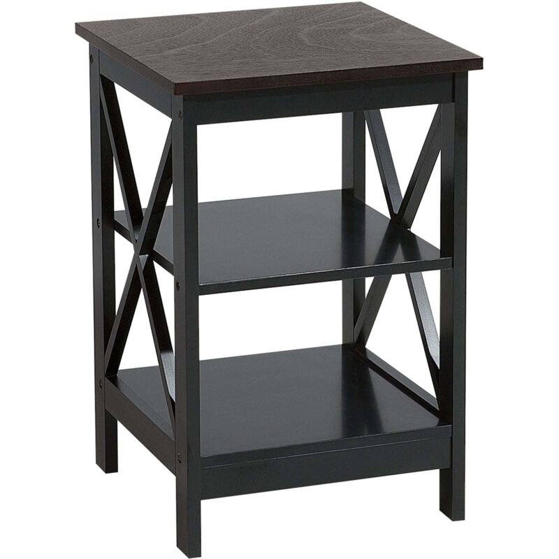 Beliani - Beistelltisch Schwarz 40 X 40 Cm Mdf Tischplatte Matt Lackierte Tischgestell X Förmige Seitenstreben Quadratisch Modern
