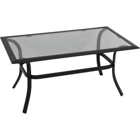 Beistelltisch ZAGREB 102x61x48cm, Stahl schwarz + Glas grau getönt