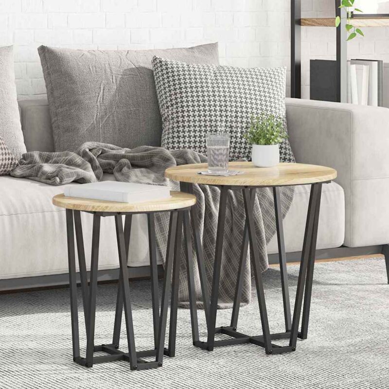 Vidaxl - Beistelltisch-set 2 Pcs Sonoma-eiche Und Schwarz