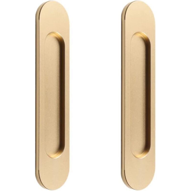 Tumalagia - gabrielle Poignée de porte coulissante auto-adhésive ovale pour porte coulissante 2 pièces en alliage d'aluminium doré mat affleurant