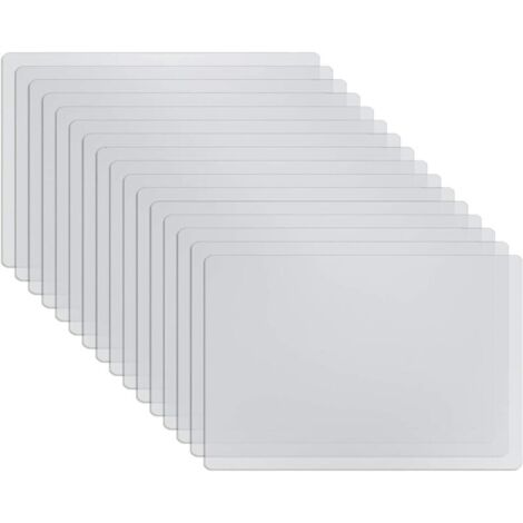 Bekith Set mit 16 waschbaren und hitzebeständigen transparenten Kunststoff-Platzsets, wiederverwendbare Tischdecken für Esstisch, Esszimmer und Küche, 40 x 30 cm