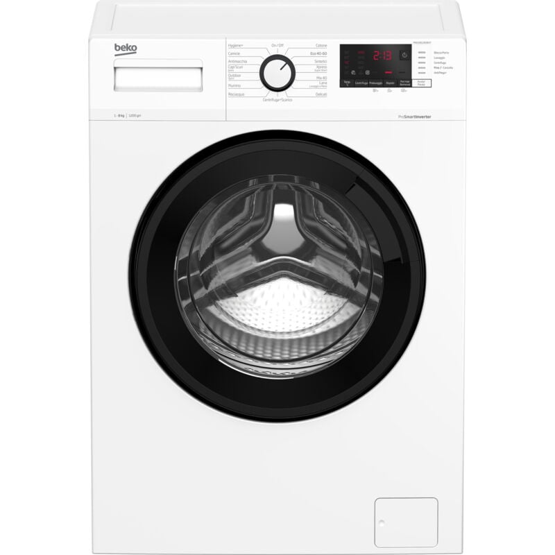 Beko b300 MWUX81282BI/IT Lavatrice Carica Frontale 8 KG 1200 Giri/min Classe A (Bianco - Nero)