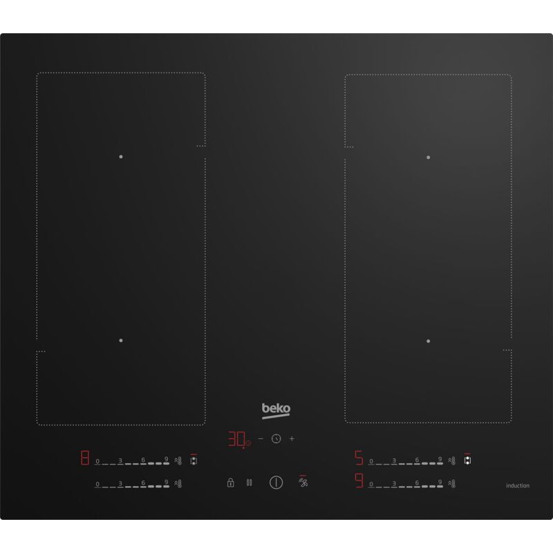 Hii 64720 UF2T: Piano a Induzione, 4 Zone con 2 Sezione IndyFlex, 60 cm. Colore del prodotto: Nero, Posizionamento dell'apparecchio: Da incasso,