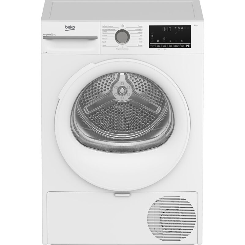 Beko BMT113EW Asciugatrice 11kg, Classe D, Linea Estetica NX, motore inverter, Display digitale, Bianco, oblò argento