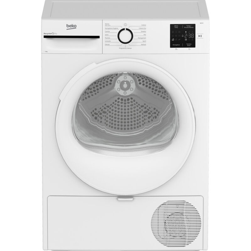 Beko BMT93EW 9kg, Classe D, Linea Estetica NX, motore asincrono, Display digitale, colore Bianco, oblò Bianco