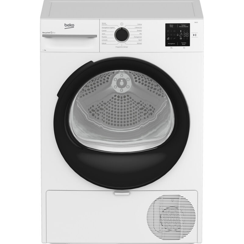Beko BMTAM93EB 9kg, Classe D, linea estetica NX, Display digitale, colore bianco, oblu00f2 nero