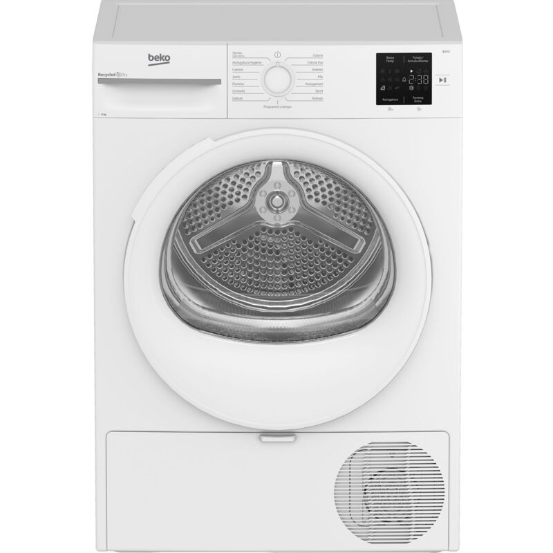 Beko BMTR38W 8kg, Classe D, Linea Estetica NX, motore asincrono, Display digitale, colore Bianco, oblò Bianco