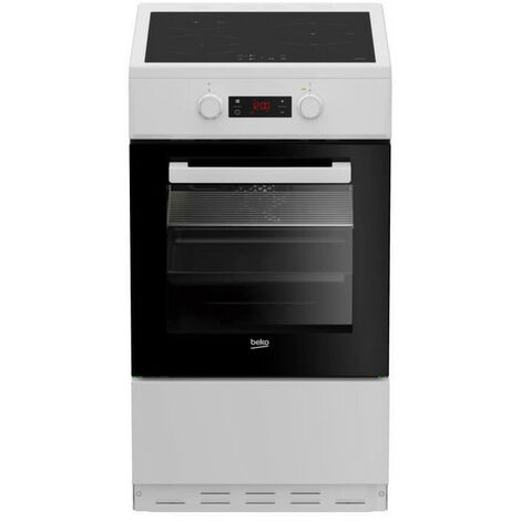 Beko – Cuisinière induction 3 feux – Chaleur pulsée 3D – Nettoyage catalyse – Four 60L – Largeur 50cm – Économie 0,92 kWh/cycle - FSM58301WC