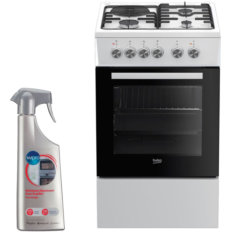 Cuisinière mixte blanc 50x60cm four email 60l...
