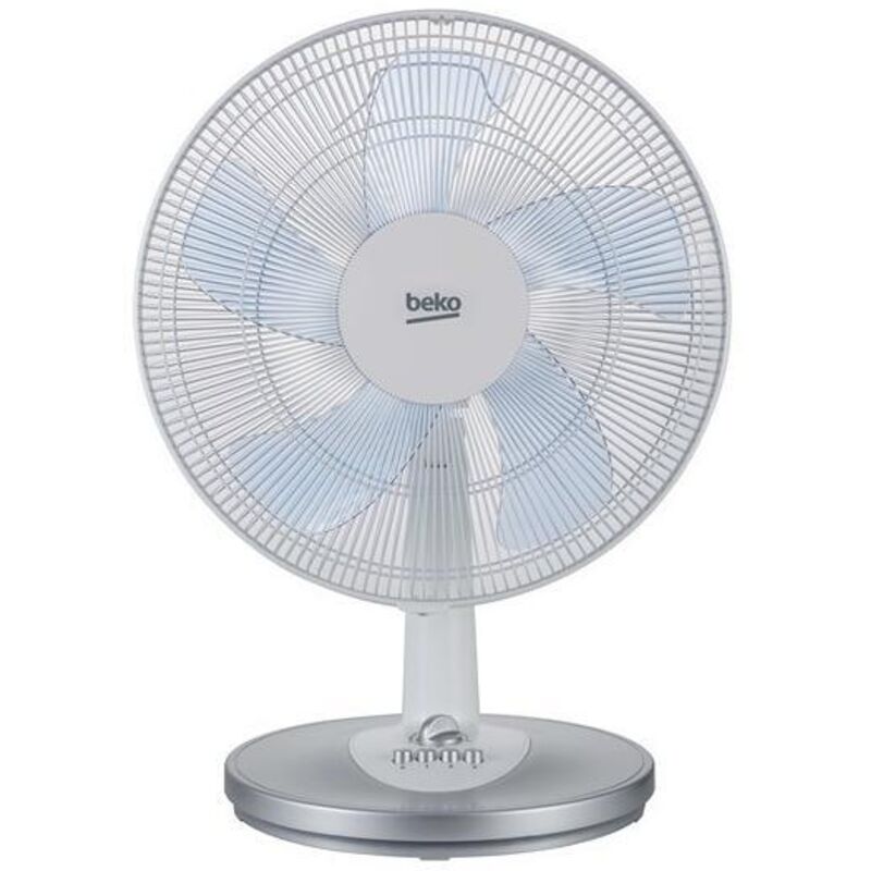 Beko - EFT5100W Ventilatore da Tavolo 3 Velocità Oscillante con Timer Argento Bianco