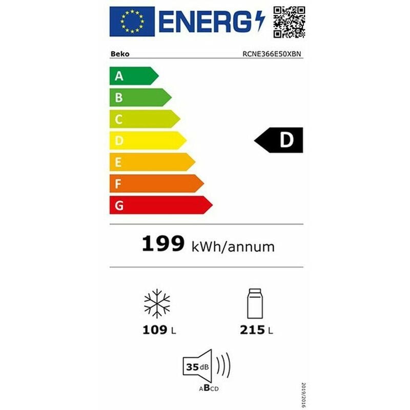 

BEKO Frigorífico combinado BEKO RCNE366E50XBN Acero Inoxidable (186 x 60 cm)