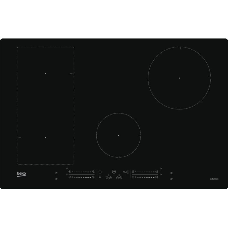 Beko HII84541IFT: Piano a Induzione, 4 Zone con 1 Sezione IndyFlex, 80 cm. Colore del prodotto: Nero, Posizionamento dell'apparecchio: Da incasso,
