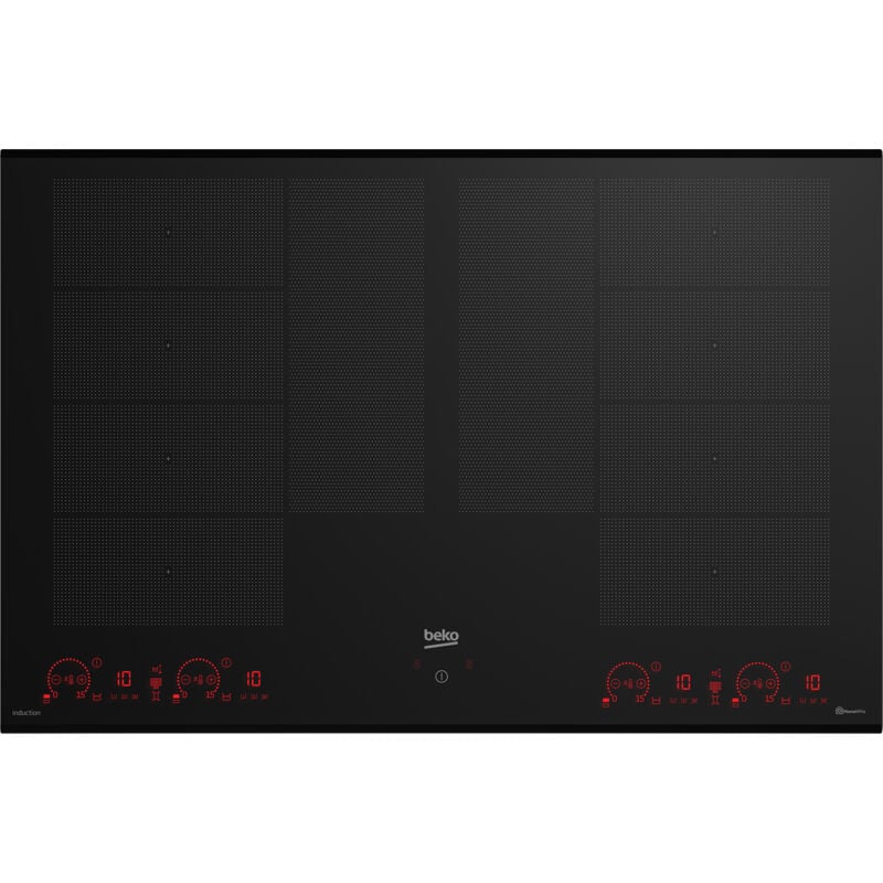 Beko HII88810NTI: Piano a Induzione, 8 Zone con 2 Sezioni IndyFlex+ e 2 Extension, 80 cm. Colore del prodotto: Nero, Posizionamento dell'apparecchio: