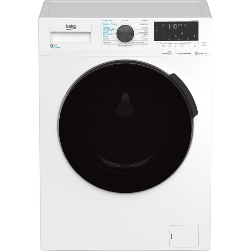 Beko - HTX851436A-IT: Lavasciuga 8/5kg, Classe d, 1400giri, Vapore. Tipo di carica: Caricamento frontale, Posizionamento dell'apparecchio: Libera
