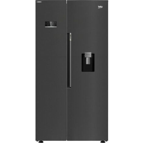 Beko – Réfrigérateur américain 91cm 576L nofrost noir – Froid ventilé – Classe E – 38 dB – Distributeur d'eau et glaçons - GN163241DXBRN