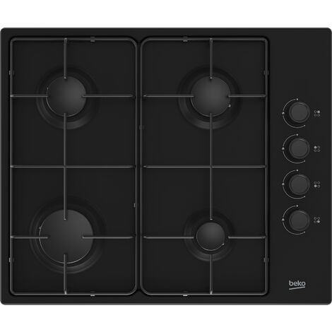 Beko – Table de cuisson gaz 4 foyers 7900W – Surface métal émaillé noir – Allumage électronique – Encastrable 61x51cm - HIGG64123SB