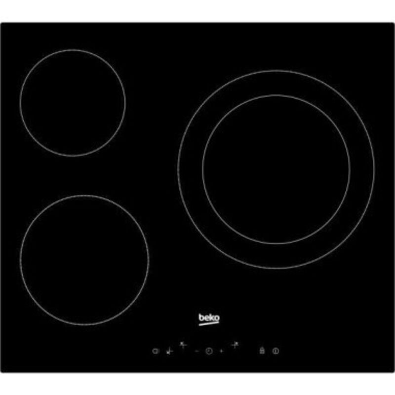 BEKO Table de Cuisson Vitrocéramique 3 Foyers Commandes Sensitives Timer Double Ring