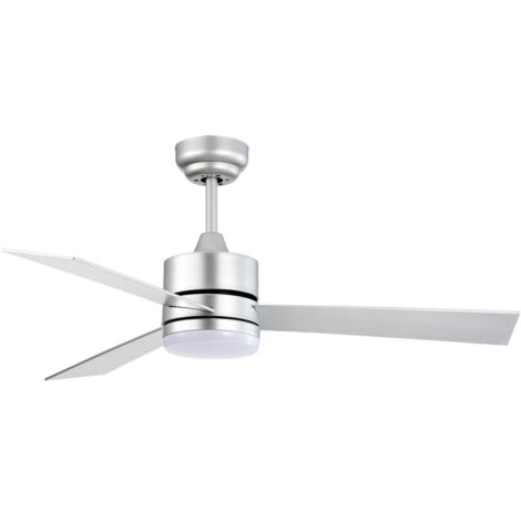 BEL AIR HOME - Ventilador de Techo Kilim con Motor DC - Luz LED 20W - 6 Velocidades - 3 Temperaturas de Luz - Mando a Distancia - 1960 Lúmenes - Plata/Haya, Metal