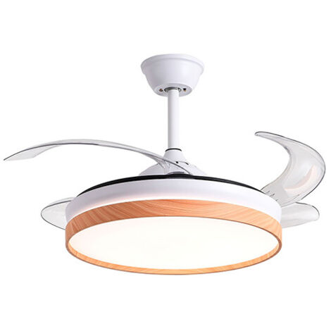 BEL AIR HOME – Ventilador de techo LED de 36 W con mando a distancia, motor DC silencioso – Aspas desplegables metacrilato – 3 temperaturas de luz, modo invierno, mini blanco, metal y policarbonato