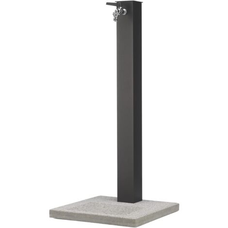 Bel-Fer – Fontaine de jardin avec robinet en métal traité antirouille – Socle en béton anthracite – Dimensions 91 x 40 x 40 cm