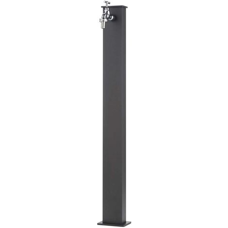 Bel-Fer – Fontaine de jardin rectangulaire en métal – Système et robinet laiton chromé – Hauteur 82 cm – Couleur anthracite – Traitement antirouille
