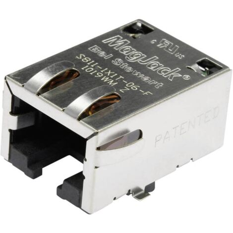 BEL Stewart Connectors S811-1X1T-06-F MagJack 10/100Base-TX 4 Tab down S811-1X1T-06-F Presa orizzontale 10/100Base-TX P