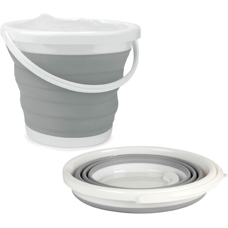 Beldray LA028495GRY Secchio Pieghevole - Vasca Pieghevole Per Stoccaggio Compatto, Uso Interno/Esterno, Pulizia Auto, Plastica Facile Da Pulire Con Maniglia, 10 L, Grigio