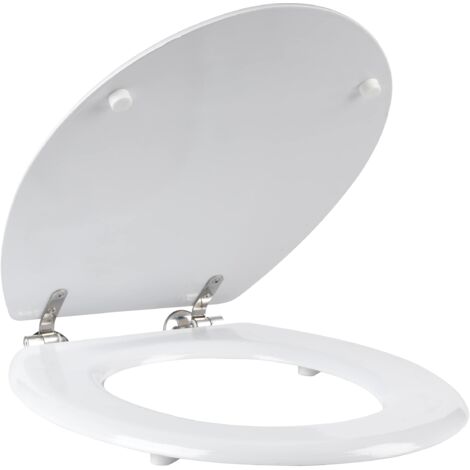 Beldray LA033758 Sedile WC da 18 Pollici, Cerniera in Acciaio Inox, Chiusura Normale, Facile e Veloce da Montare, Legno, Linguetta Bianca e Scanalatura, 36 x 43 x 5 cm, Sede per wc