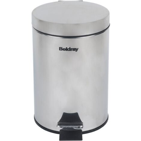 Beldray LA038098SS Pattumiera Rotonda con Coperchio a Chiusura Ammortizzata, capacità 3L, con Pedale Intelligente, smaltimento rifiuti, Contenitore rifiuti, in Acciaio Inossidabile