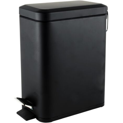 Beldray LA041173BLKFEU7 Pattumiera a pedale per bagno, rettangolare, con coperchio a chiusura rallentata, rifiuti per cucina/camera da letto/ufficio, capacità 5 l, secchio interno rimovibile, design