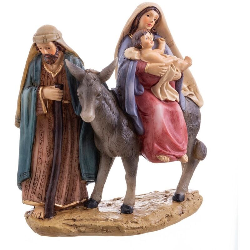 

Belén de Navidad con burro marrón de resina 15x7x15 cm