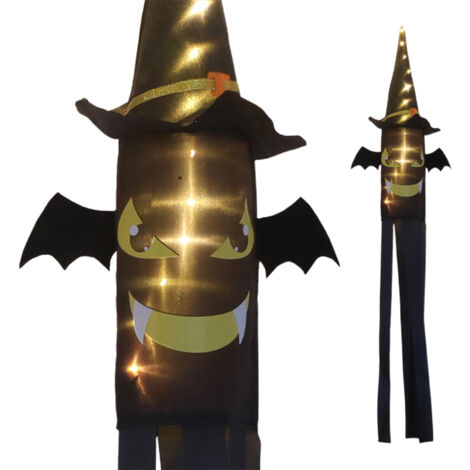 Beleuchtete Halloween-Hängedekorationen – Kürbis, Fledermaus und Skelett für Garten, Baum, Party