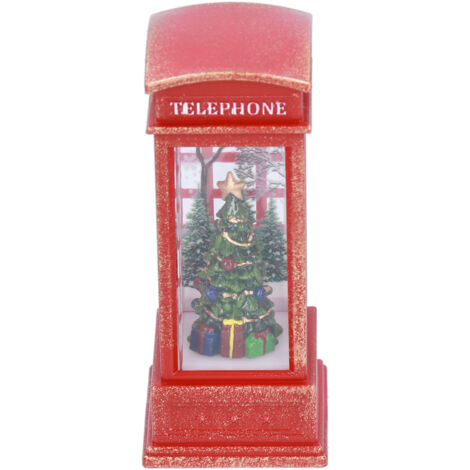 Beleuchtete Weihnachtsdekoration – Beleuchtete Telefonzelle für den Weihnachtsbaum, festliche Geschenkidee