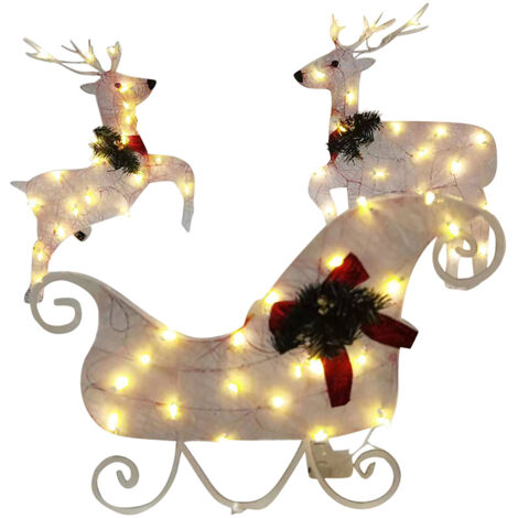 Beleuchtete Weihnachtsdekoration: Rentier und Schlitten für Garten, Hochzeit und Partys