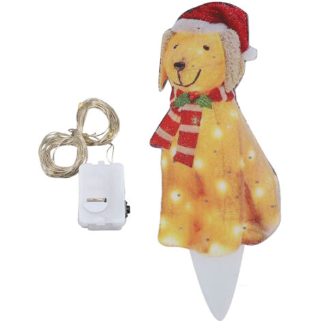 Beleuchtete Weihnachtshunde-Dekoration – Acrylfigur mit Girlande für Garten und Terrasse