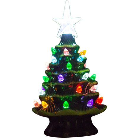Beleuchteter Keramik-Weihnachtsbaum, 18,8 cm, Tischdekoration für Partys