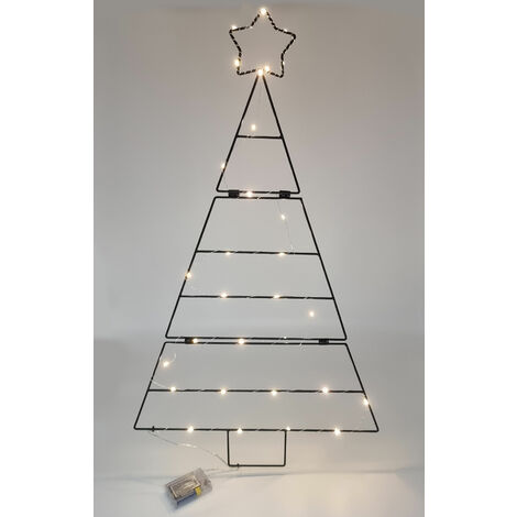 Beleuchteter Metall Baum zum hängen - schwarz - ca. 83x48 cm - LED Weihnachtsbaum zum aufhängen