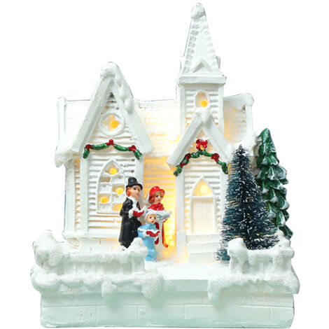 Beleuchtetes LED-Weihnachtshaus mit Figuren – Weihnachtsdekoration für den Innenbereich