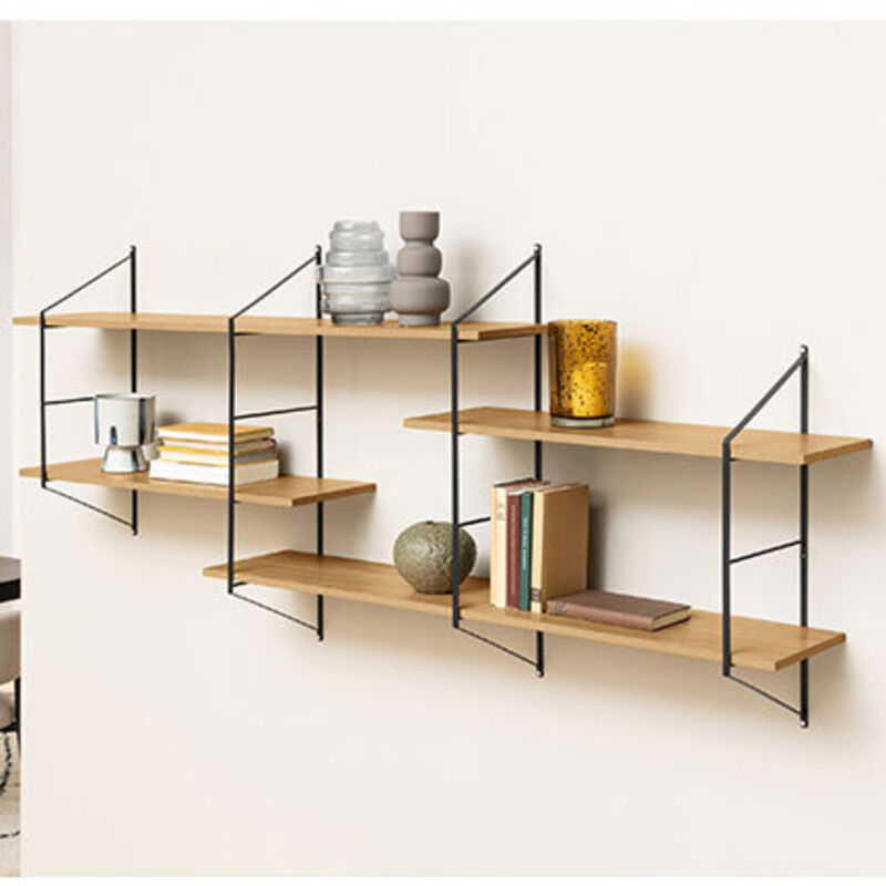 Ebuy24 - Etagère murale 191x25,5x79 cm décor chêne et métal - michka