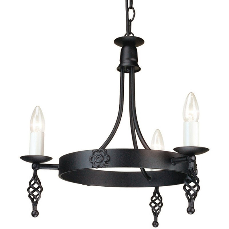 Belfry - Chandelier 3 Light Black Finish, E14 - Elstead