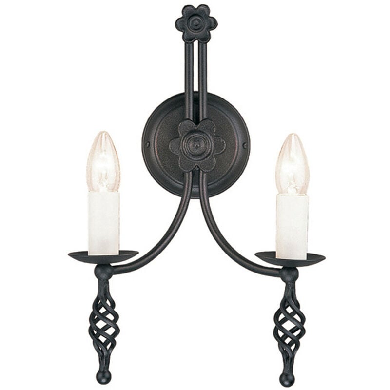 Belfry - 2 Light Indoor Candle Wall Light Black, E14 - Elstead