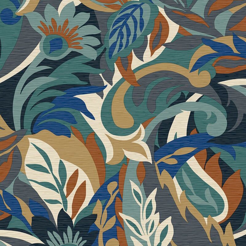 Belgravia Decor - Belgravia Casa Blue Leaves Wallpaper Floral Modern Contemporary Feature Wall