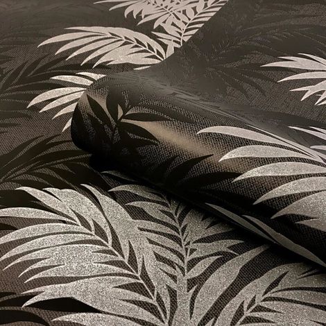 Arthouse Foil in Bloom Floral Textured Metallic Black and Silver Wallpaper   Homebase