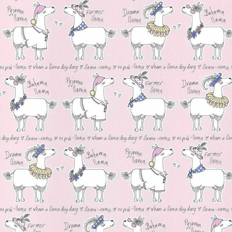 Belgravia Decor - Belgravia Llama Rama Cartoon Blush Pink Childrens Bedroom Nursery Wallpaper 9731