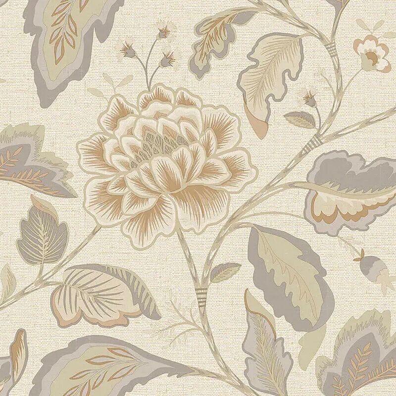 Belgravia Decor - Belgravia Maya Trail Grey Cream Wallpaper Floral Leaves Luxury Textured Vinyl