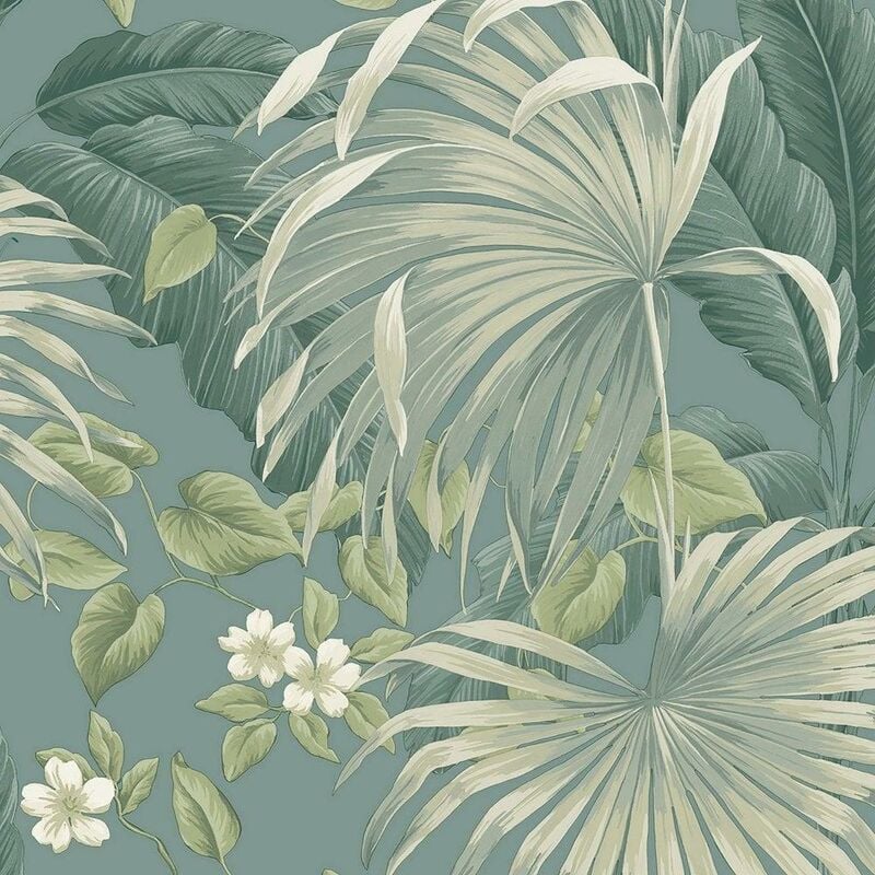 Belgravia Decor - Belgravia Retreat Teal Cream Wallpaper Botanical Tropical Luxury Textured Vinyl