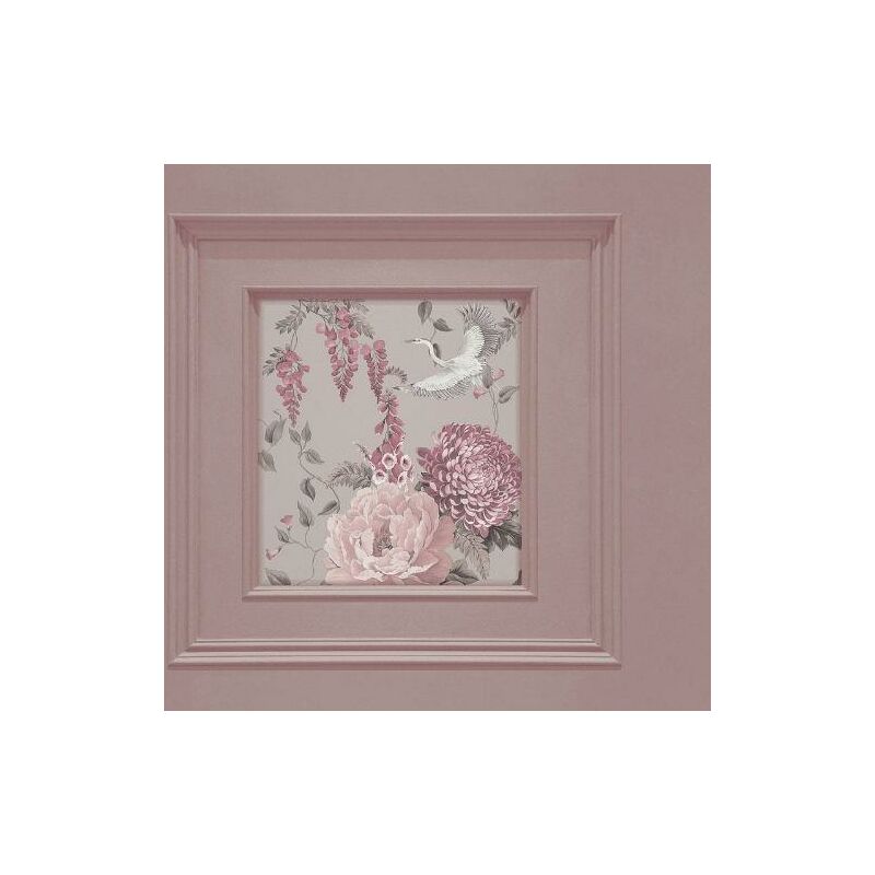 Belgravia Corinthia Panel Flowers And Herons Smooth Pink Blush Wallpaper