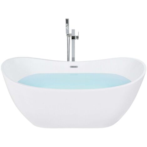 Beliani – Baignoire îlot ovale en acrylique blanc 170 cm – Capacité 240L – Finition brillante – Installation flexible – Confort optimal