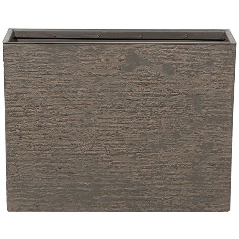 Beliani – Cache-pot marron rectangulaire 25 x 60 x 45 cm – Pierre et fibre d'argile – Résistant aux UV et à l'humidité – Pour intérieur et extérieur