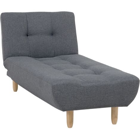 Beliani – Chaise longue en tissu gris foncé – Dossier réglable – Rembourrage en mousse 24 kg/m3 – Largeur 75 cm – Pour salon ou chambre moderne
